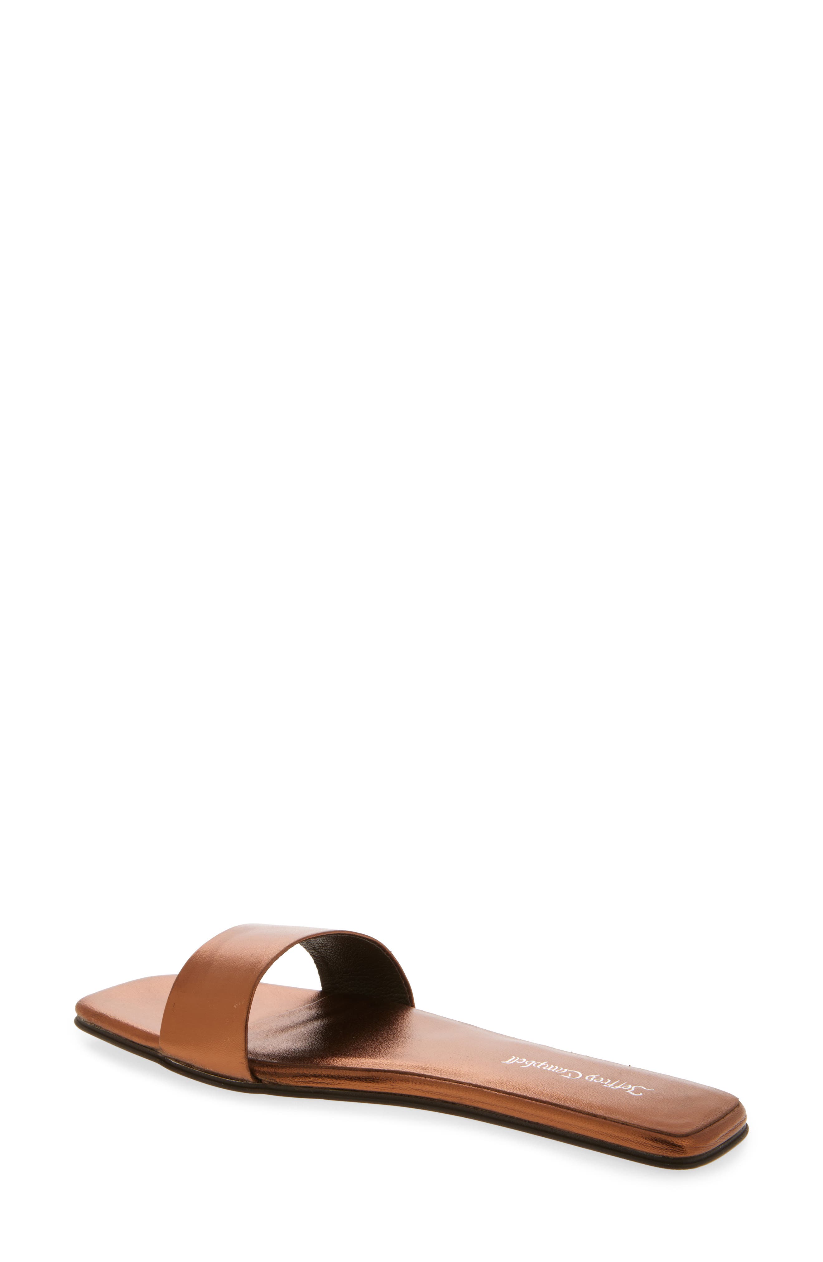 Vellum Slide Sandal, Alternate, color, BRONZE
