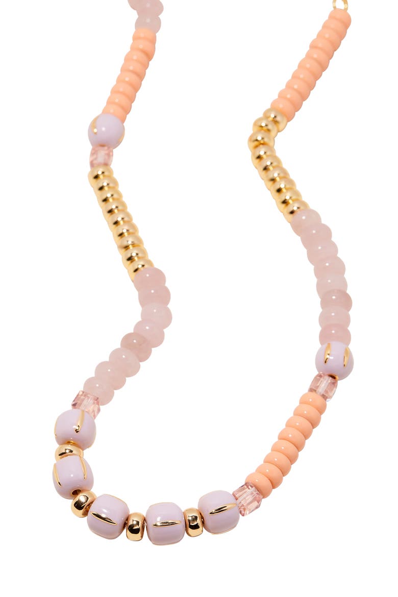Paloma Beaded Necklace, Alternate, color, GOLD/ PINK