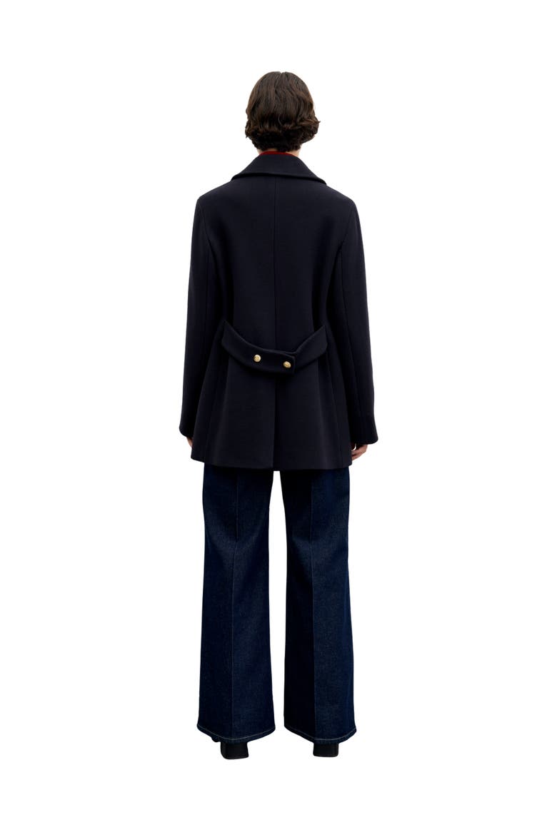Alis Double Breasted Peacoat, Alternate, color, Navy Blue