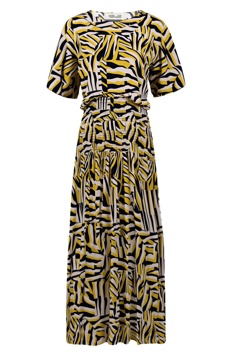 Diane von Furstenberg Lola Geo Print Maxi Dress, Alternate, color, Sun Tiger Lemon Curry