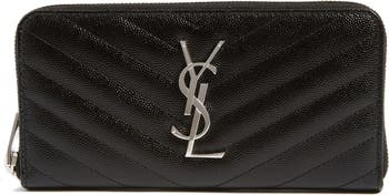 折りたたみ財布 Saint Laurent Zip Around Wallet Monogram Saint Laurent 'Monogram' Zip Around Quilted Calfskin Leather