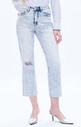 Bayeas High Waist Distressed Straight Leg Jeans