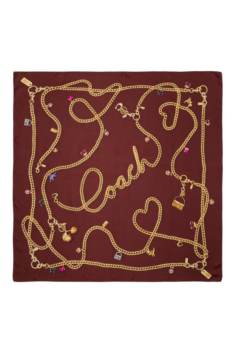 Charms Silk Scarf, Alternate, color, BROWN
