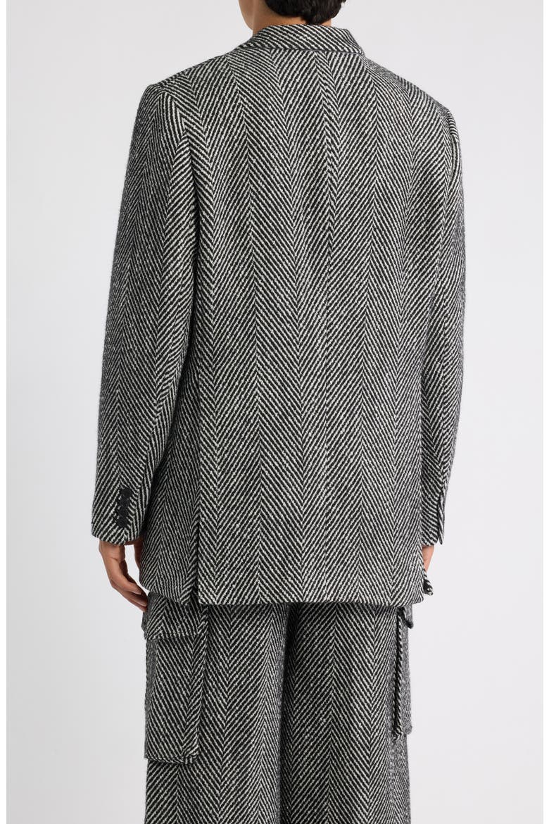 Herringbone Longline Blazer, Alternate, color, BLACK