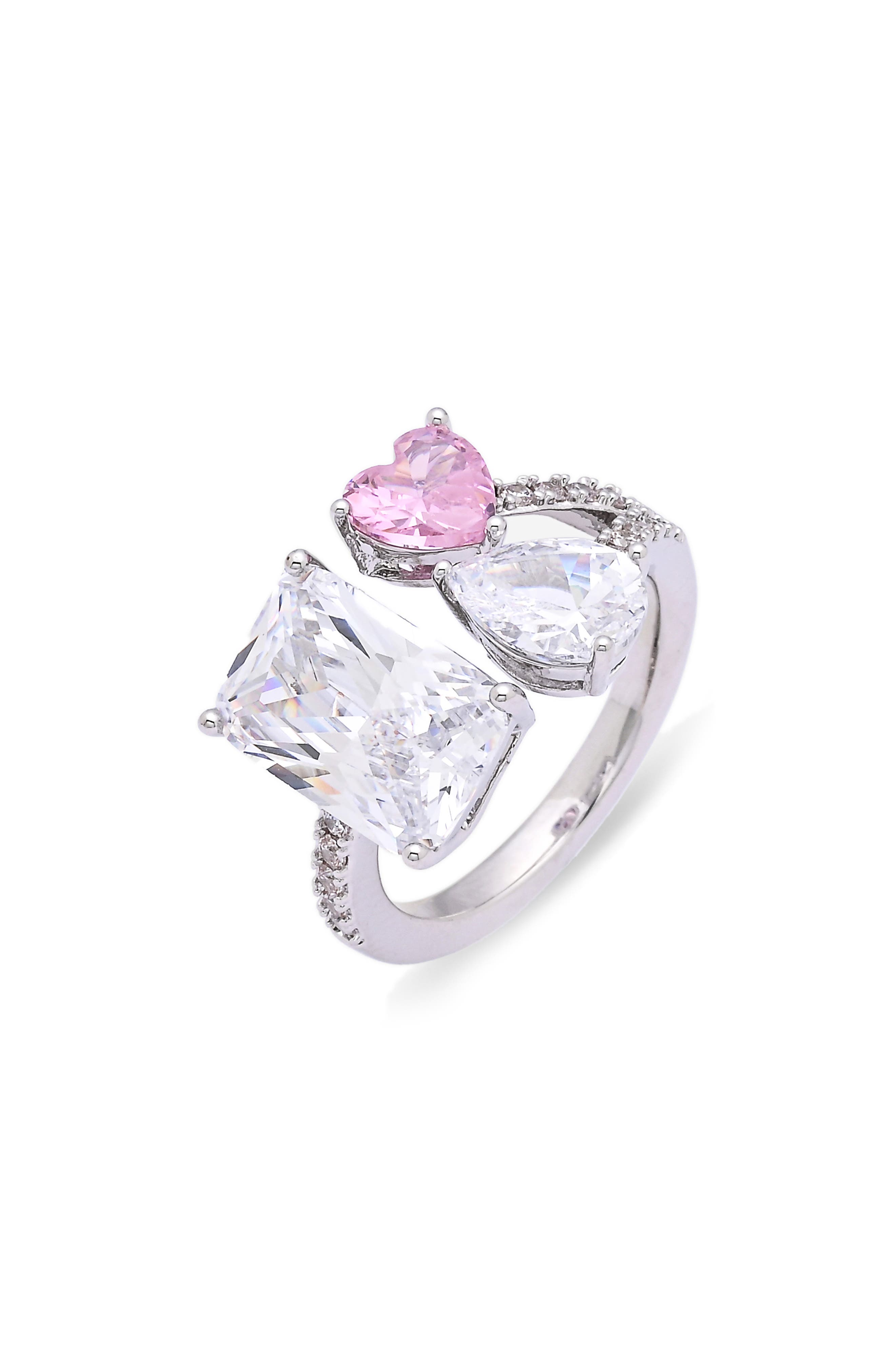 EYE CANDY LOS ANGELES Evana Cubic Zirconia Heart Statement Ring