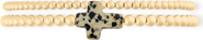 CUFFED BY NANO speckled cross juno 14k gold filled bead bracelet two stack