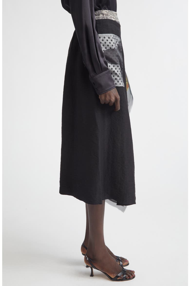 Collage Midi Skirt, Alternate, color, BLACK