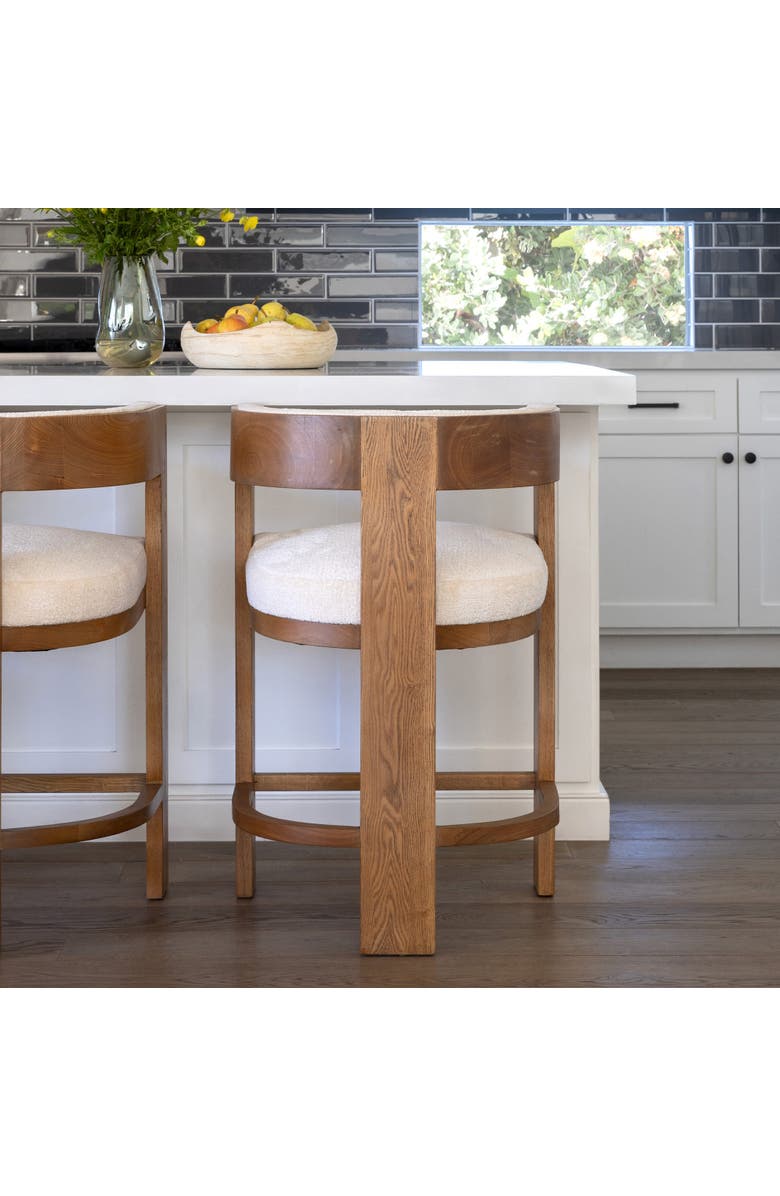 Dovetail Furniture Noa Upholstered Counter Stool with Solid Ash Wood Frame, Alternate, color, Cream