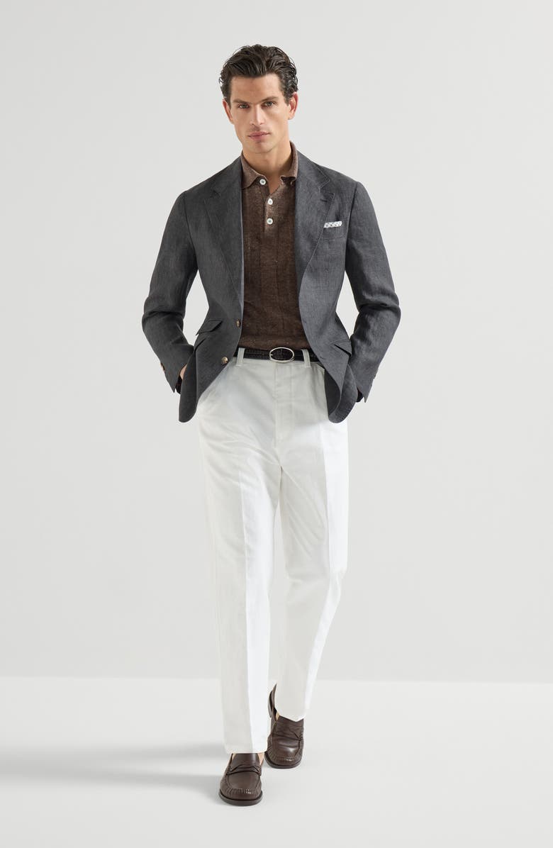 Brunello Cucinelli Rib knit polo, Alternate, color, Hazelnut