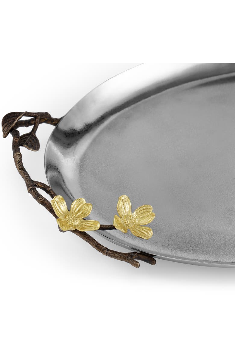 Michael Aram Dogwood Oval Metal Serving Tray, Alternate, color, Silver/ Gold