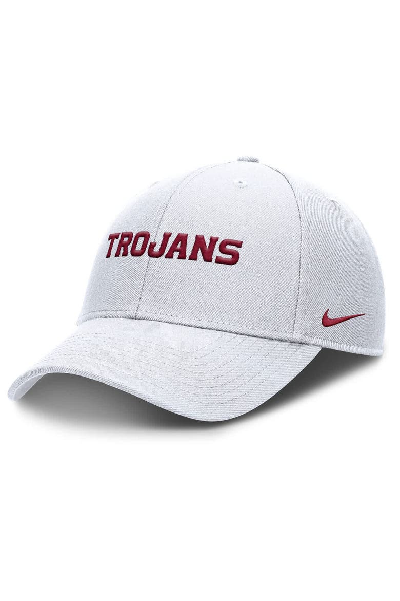 Men's Nike White USC Trojans 2025 On-Field Rise Performance Adjustable Hat, Main, color, White