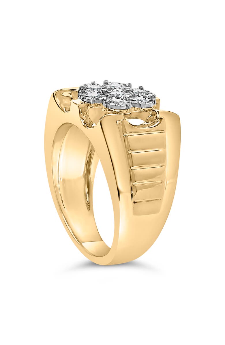 Haus of Brilliance 14K Yellow Gold Plated Silver 1/3 Cttw Miracle-Set Floral Diamond Cluster Ring, Alternate, color, Yellow