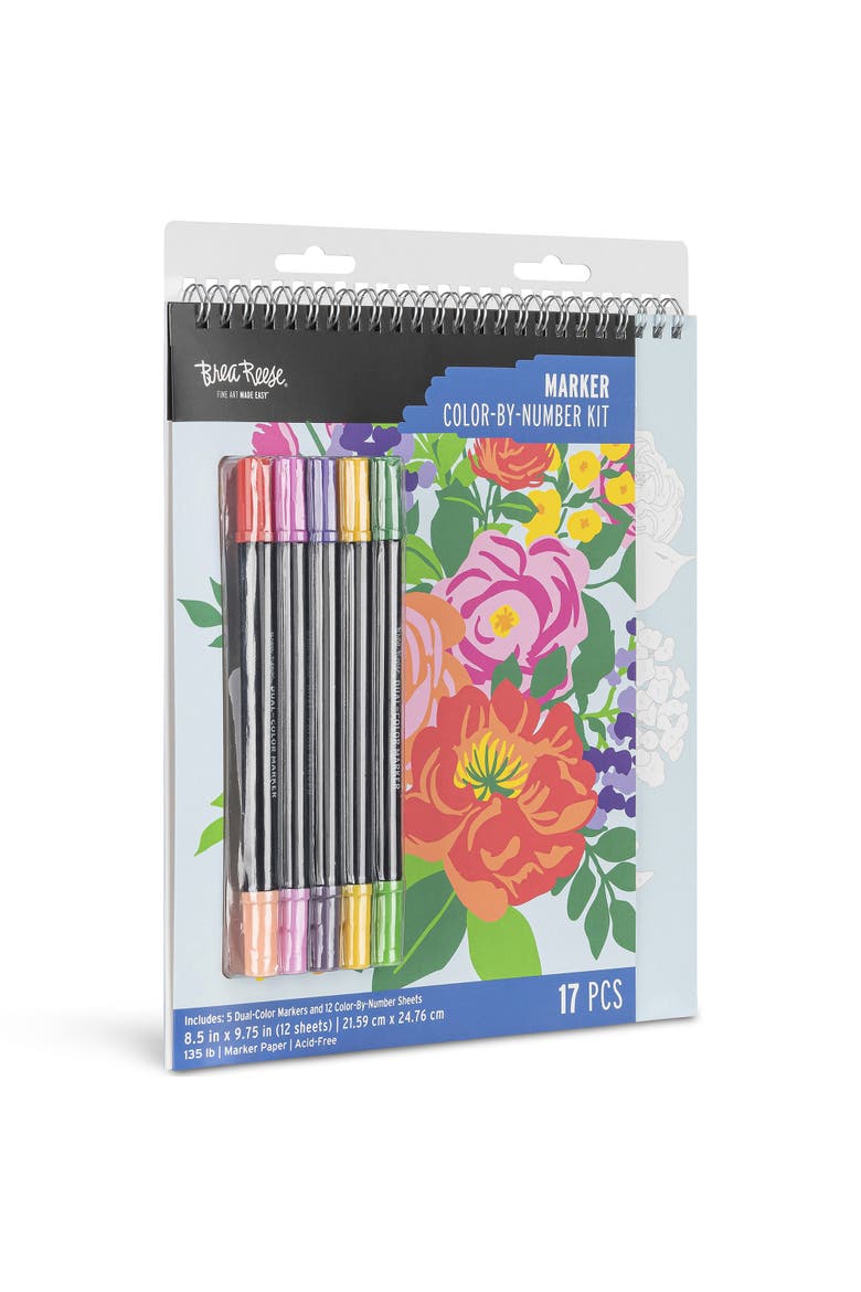 Marker Color by Number Kit  Fruit and Floral, Alternate, color, Multicolored