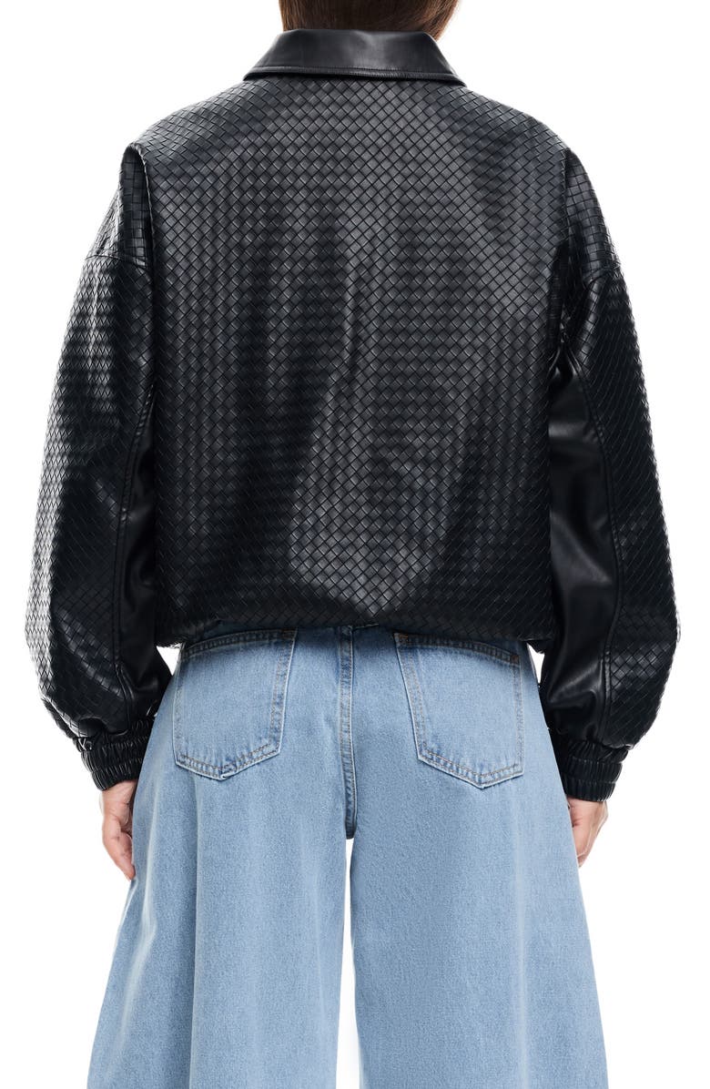 LIONESS Kenny Woven Faux Leather Bomber Jacket, Alternate, color,