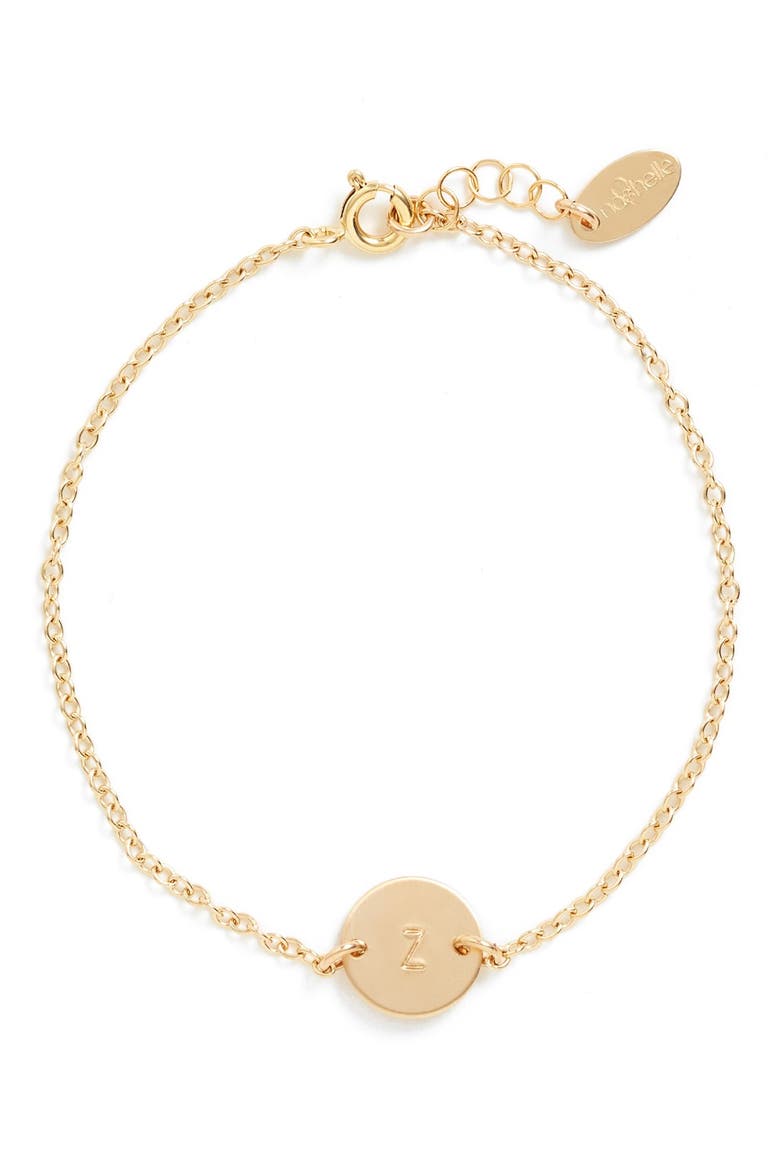 Initial Mini Disc Bracelet, Main, color, 14K GOLD FILL Z