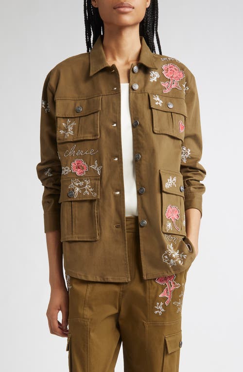 Cinq À Sept Desert Rose Vera Embroidered Utility Jacket In Brown