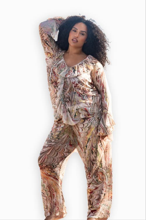 Fashion-szn Curve Curve Wide Leg Resort Trouser In Multi