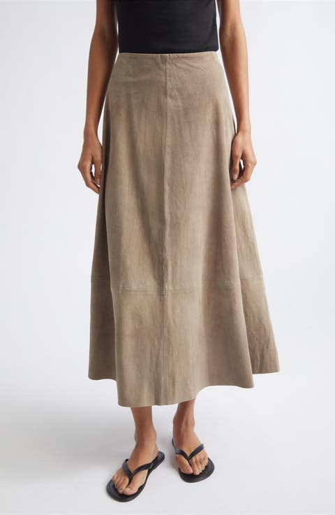 Suede Circle Midi Skirt