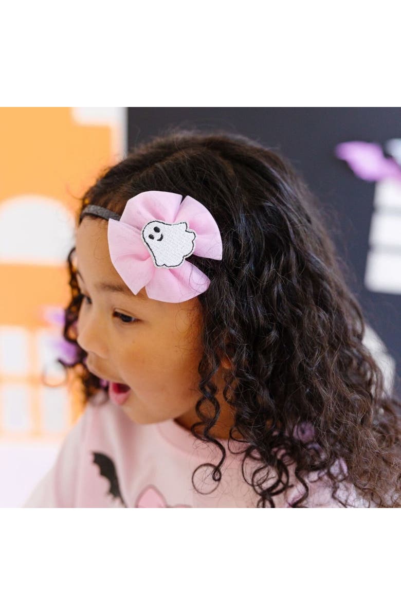Sweet Wink Tulle Ghost Bow Halloween Headband, Alternate, color,