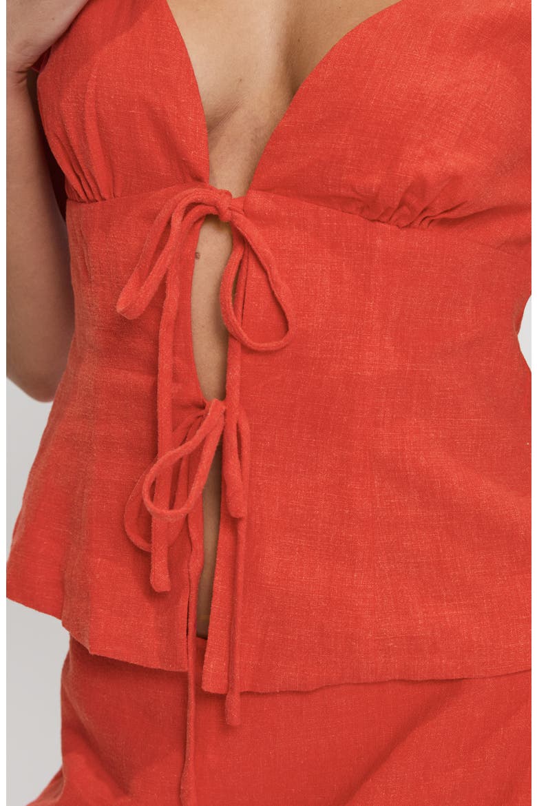 Wilhelmina Tie Front Shirt, Alternate, color, RED