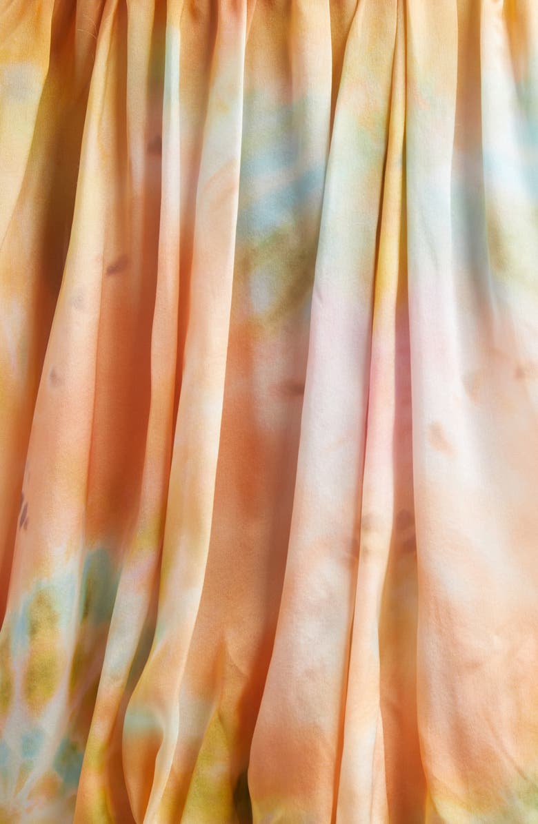 Zimmermann Luna Twist Print Silk Gown, Alternate, color, Coral Tie Dye