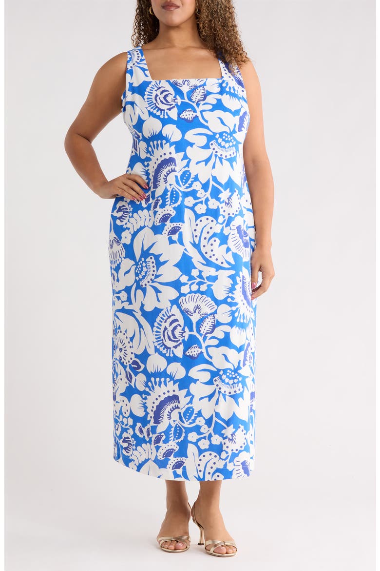 Ronan Floral Troy Maxi Dress, Main, color, BLUE-WHITE