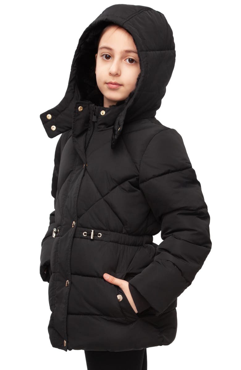 Rokka&Rolla Kids' Timeless Quilted Coat, Alternate, color, Black