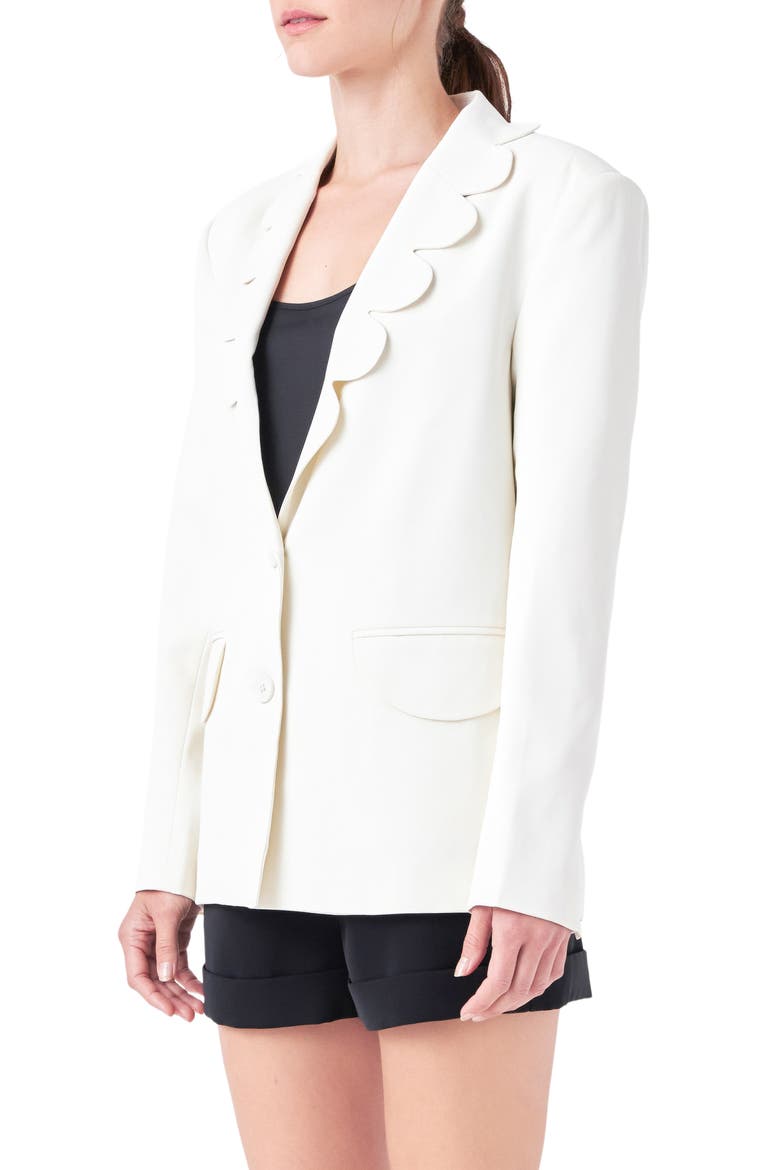 Scallop Collar Blazer, Alternate, color, CREAM