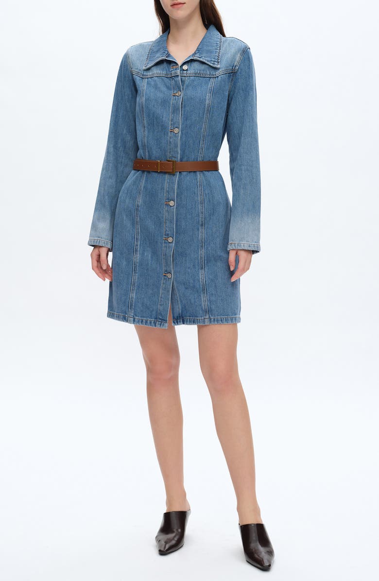 Bayeas Long Sleeve Denim Shirtdress, Main, color, Midnight Thunder