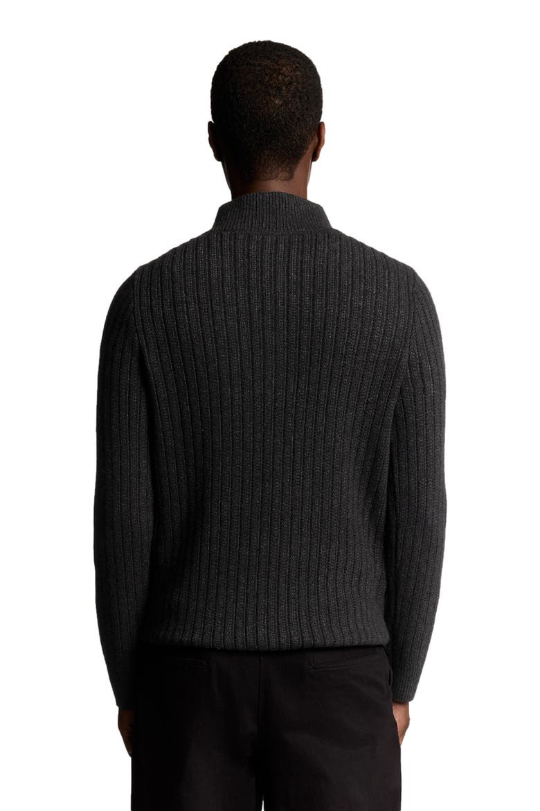 Ribbed Half Zip Sweater, Alternate, color, Jet Black Marl