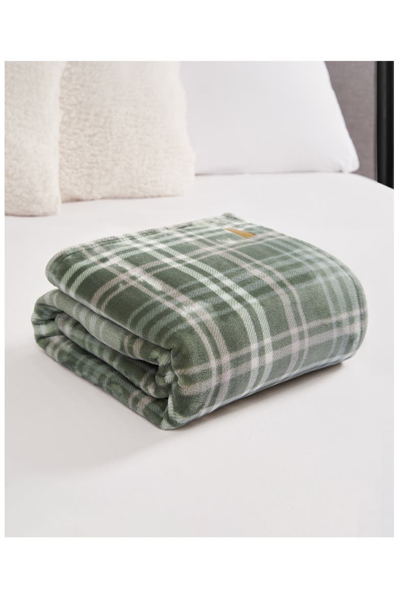 Cozy Plush Throw Blanket, Alternate, color, GREEN CHECK