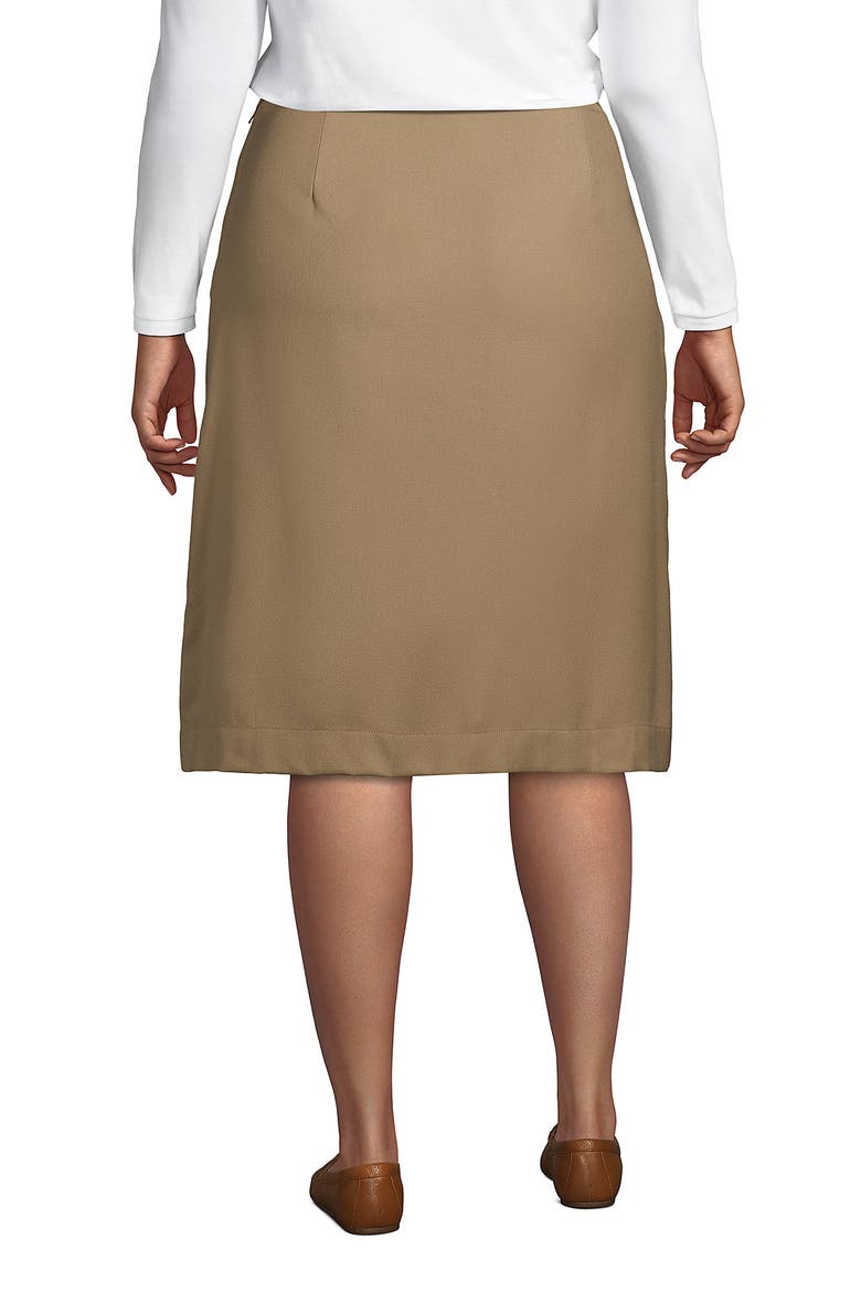 Plus Solid A-line Skirt Below the Knee, Alternate, color, Khaki