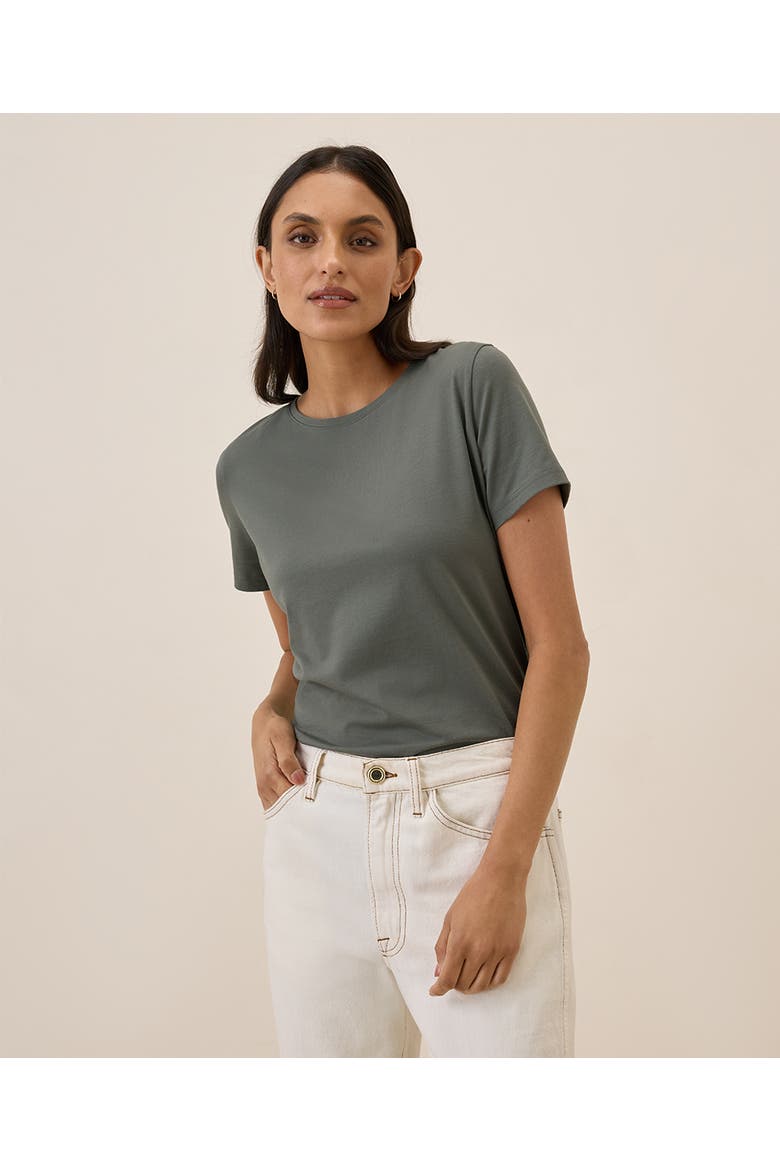 Organic Cotton Luxe Stretch Jersey Slim Tee, Main, color, Castor Green