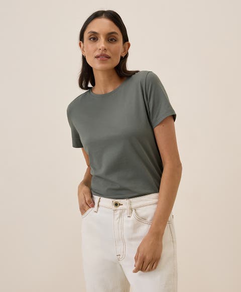 Organic Cotton Luxe Stretch Jersey Slim Tee
