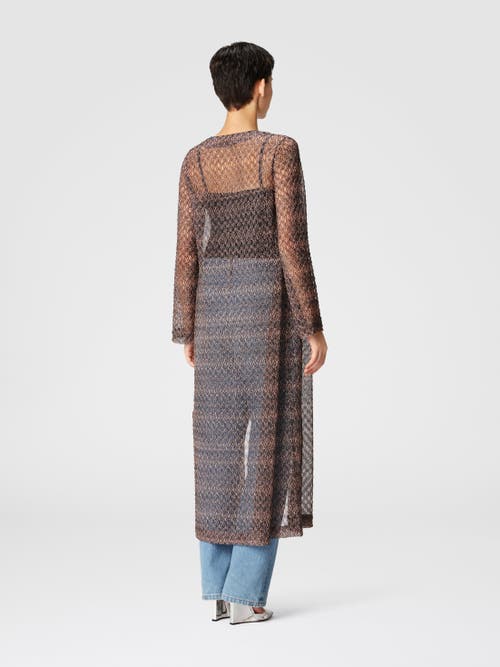 Missoni Long Cardigan With Lamé Lace Motif In Black & Multicoloured