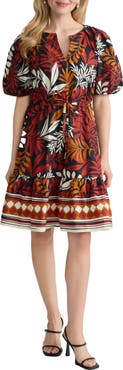Jones New York Botanical Print Fit & Flare Dress