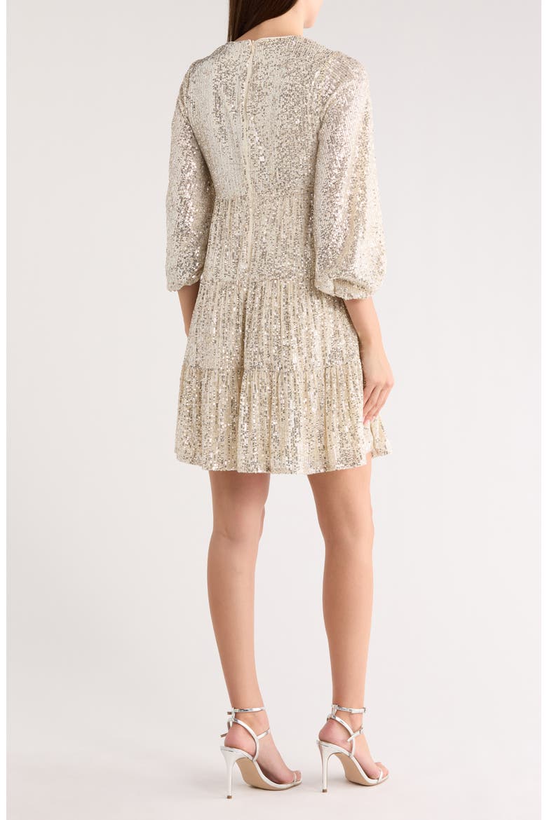 Sequin Tiered Cocktail Dress, Alternate, color, SILVER