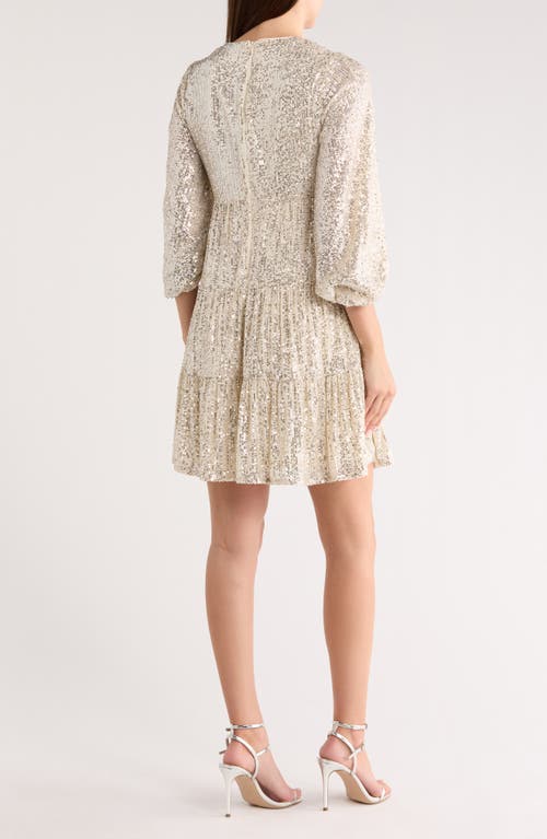 Eliza J Sequin Tiered Cocktail Dress In Metallic