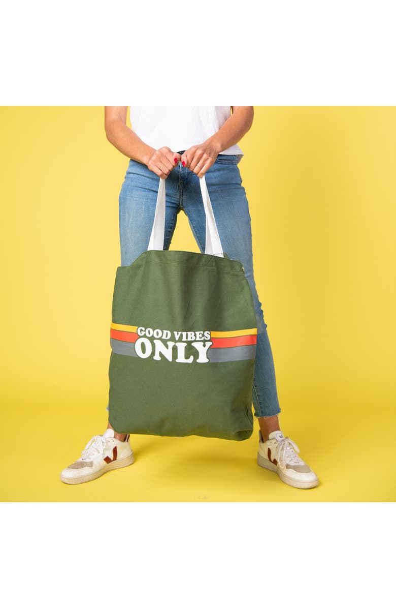 Totalee Gift Good Vibes Only Tote Cotton Black, Alternate, color, Black