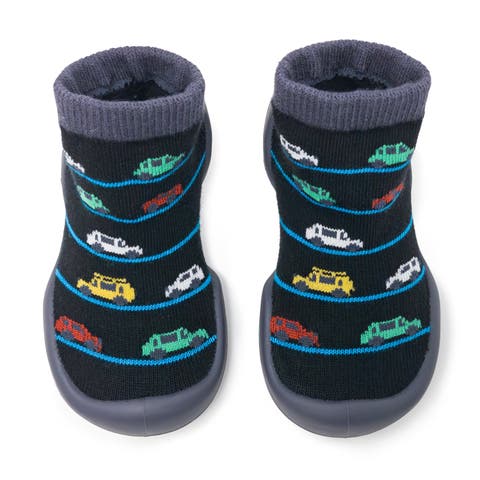 Baby Boy First Walk Sock Shoes Broom Broom