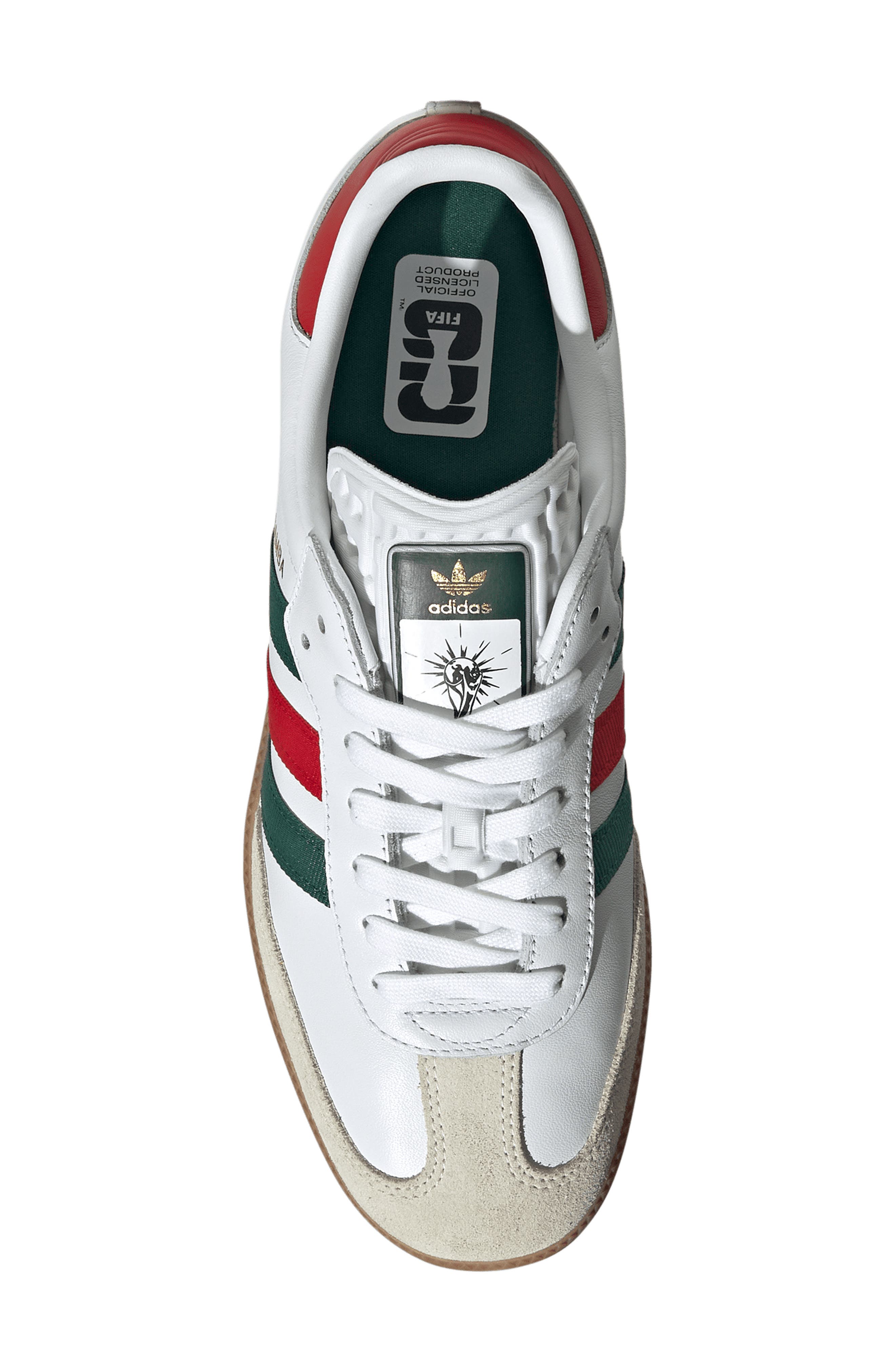 x FIFA Gender Inclusive Samba OG Sneaker, Alternate, color, WHITE/ BETTER SCARLET/ GREEN