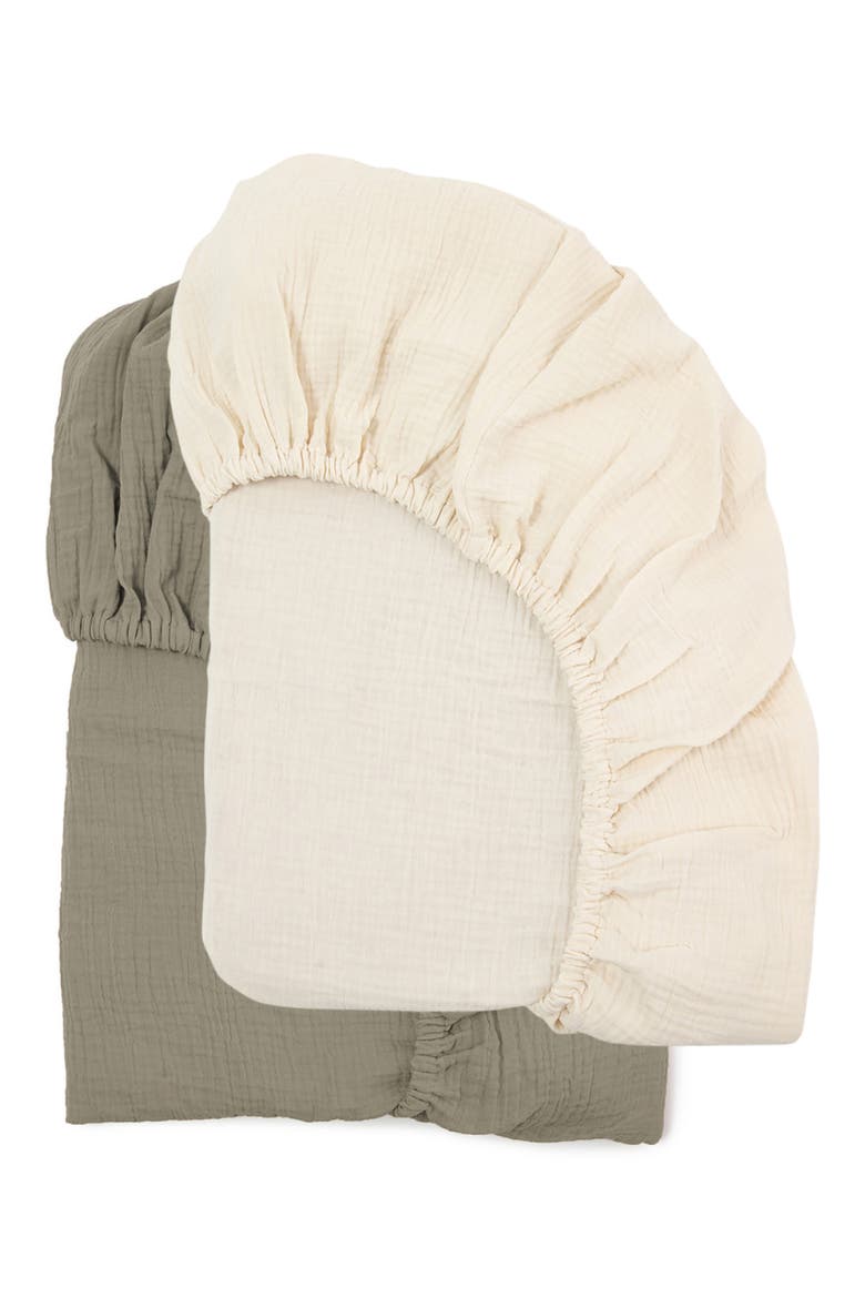 Assorted 2-Pack Muslin Crib Sheets, Main, color, NATURAL BIRCH