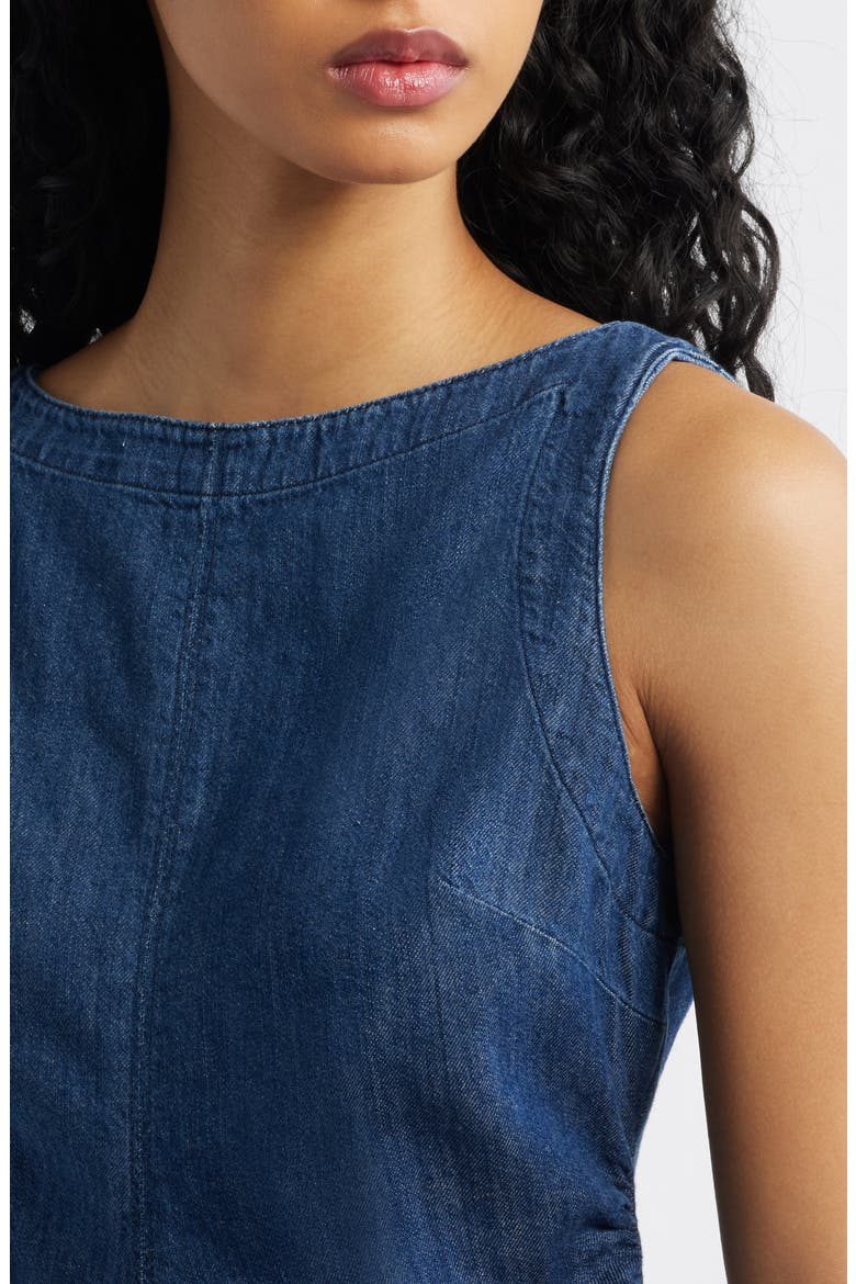 Ruched Denim Shell Top, Alternate, color, LIGHT RINSE