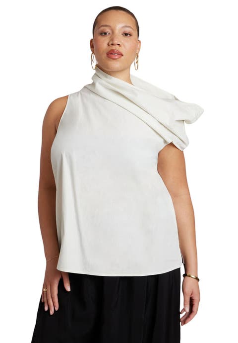 Draped Neck Sleeveless Top (plus)