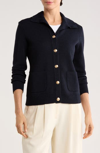 Bruno Magli Merino Wool Cardigan Jacket In Blue