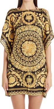 Versace Barocco '91 Print Cold Shoulder Caftan Minidress