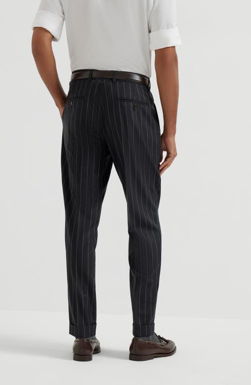Brunello Cucinelli Wide Chalk Stripe Trousers In Black