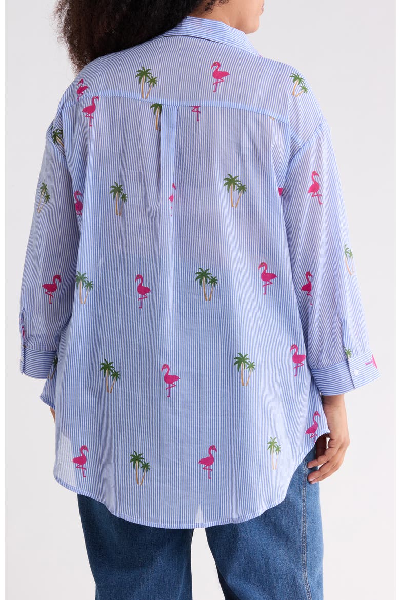 Long Sleeve Button-Up Tunic Shirt, Alternate, color, BLUE FALMINGO