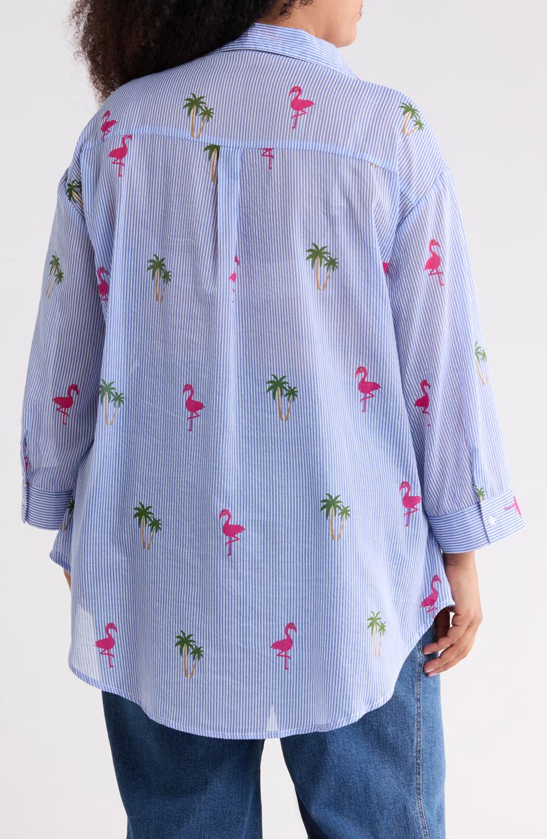BOHO ME Long Sleeve Button-Up Tunic Shirt, Alternate, color, Blue Falmingo