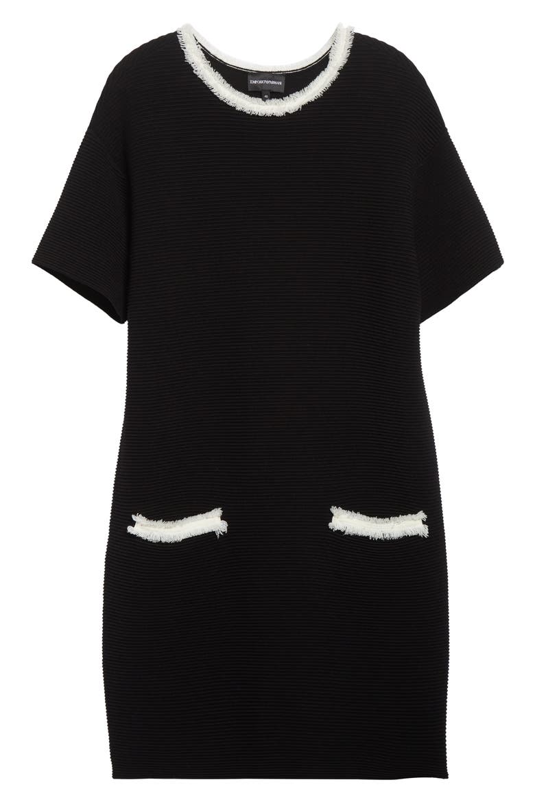 Short Sleeve Knit Shift Dress, Alternate, color, BLACK